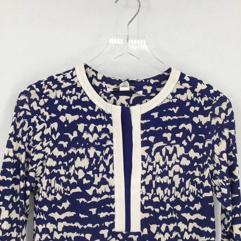 DVF Diane von Furstenberg Achelle Scribble Lines blue tunic dress silk new 0